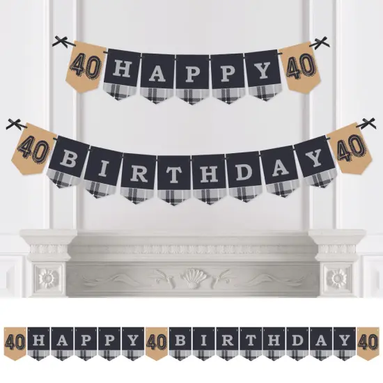 Big Dot of Happiness 40th Milestone Birthday - Birthday Party Bunting Banner - Vintage Party Decor - Happy Birthday {1}