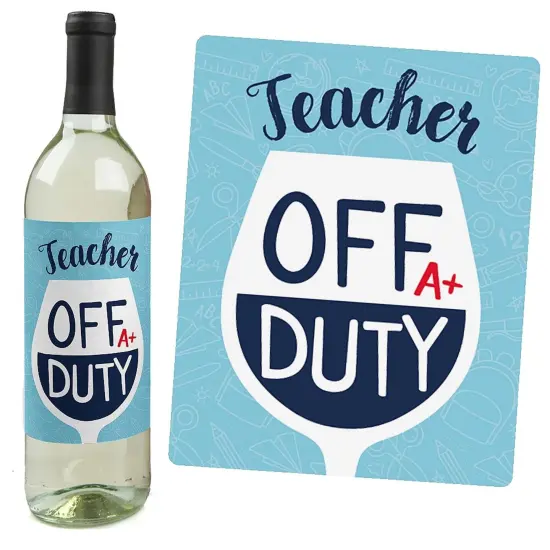Big Dot of Happiness Back to School - First Day of School Teacher Appreciation Decorations for Women and Men - Wine Bottle Label Stickers - Set of 4 {6}