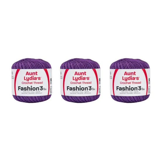 Aunt Lydia Fashion Purple Crochet - 3 Pack of 150y/137m - Cotton - Gauge 3 - Crochet {1}