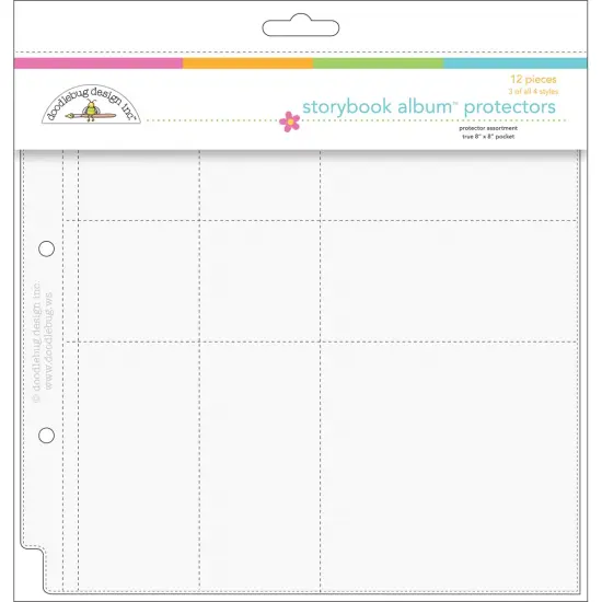 Doodlebug Page Protector Assortment 8"X8" 12/Pkg-3 Each Of All 4 Styles {1}