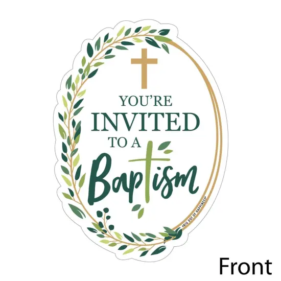 Big Dot of Happiness Baptism Elegant Cross - Shaped Fill-in Invitations - Religious Party Invitation Cards with Envelopes - Set of 12 {3}