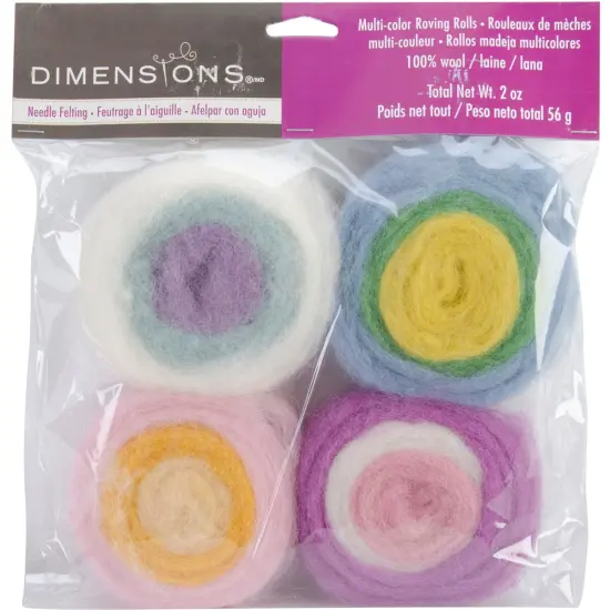 Dimensions Feltworks Roving Rolls 2oz 4/Pkg-Pastel {1}