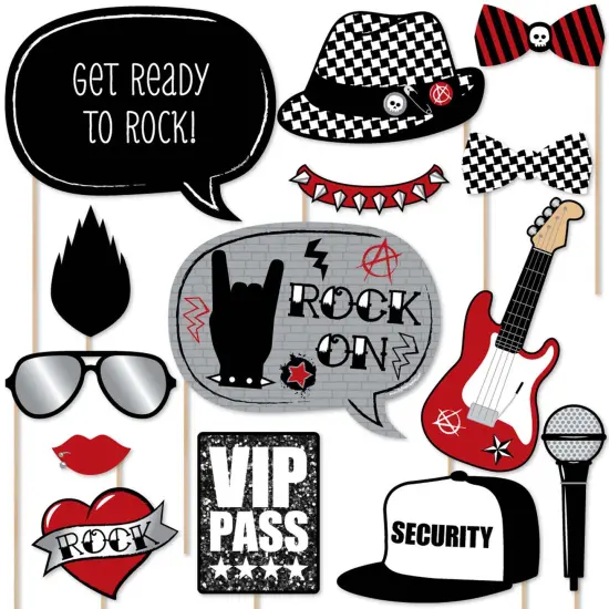 Big Dot of Happiness Party Like a Rockstar - Photo Booth Props Kit - 20 Count {1}