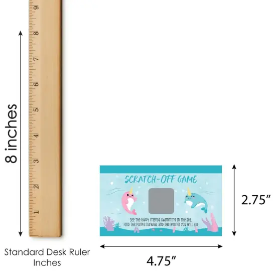 Big Dot of Happiness Narwhal Girl - Under The Sea Baby Shower or Birthday Party Game Scratch Off Cards - 22 Count {7}