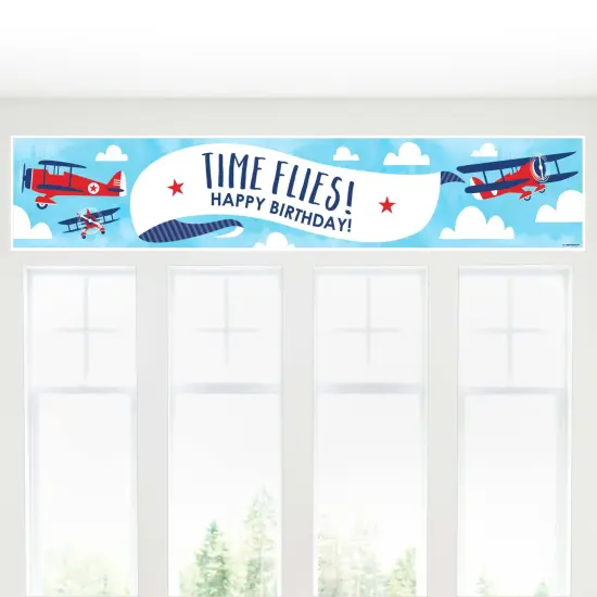Big Dot of Happiness Taking Flight - Airplane - Vintage Plane Happy Birthday Decorations Party Banner {6}