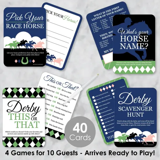 Big Dot of Happiness Kentucky Horse Derby - 4 Horse Race Party Games - 10 Cards Each - Gamerific Bundle {3}