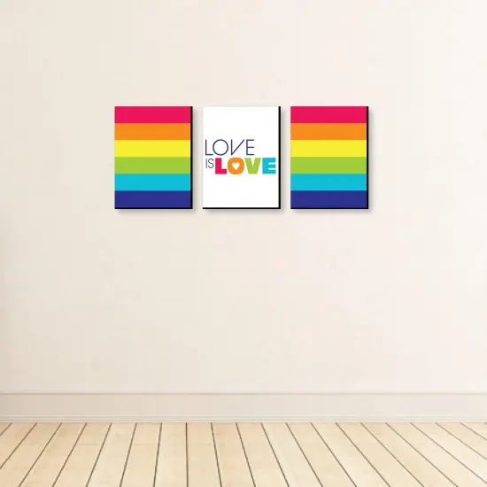 Big Dot of Happiness Love is Love - Pride - Wall Art and Rainbow Room Decor - 7.5 x 10 inches - Set of 3 Prints {4}