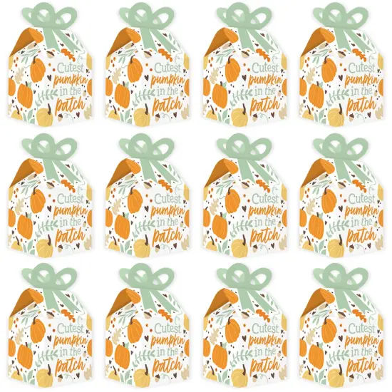 Big Dot of Happiness Little Pumpkin - Square Favor Gift Boxes - Fall Birthday Party or Baby Shower Bow Boxes - Set of 12 {6}