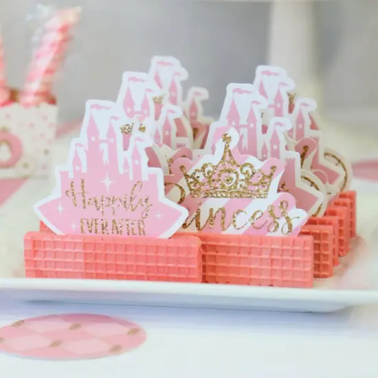 Big Dot of Happiness Little Princess Crown - DIY Shaped Pink and Gold Princess Baby Shower or Birthday Party Cut-Outs - 24 Count {6}