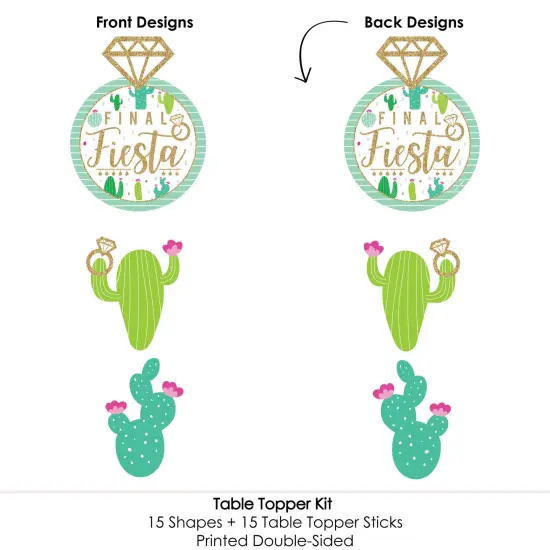 Big Dot of Happiness Final Fiesta - Last Fiesta Bachelorette Party Centerpiece Sticks - Table Toppers - Set of 15 {6}