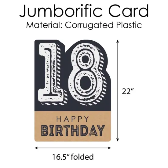 Big Dot of Happiness 18th Milestone Birthday - Happy Birthday Giant Greeting Card - Big Shaped Jumborific Card {6}