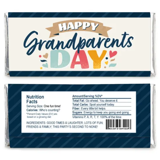 Big Dot of Happiness Happy Grandparents Day - Candy Bar Wrapper Grandma & Grandpa Party Favors - Set of 24 {3}