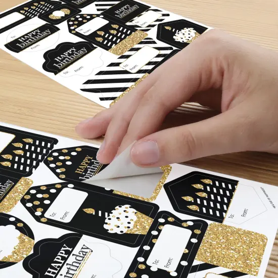 Big Dot of Happiness Adult Happy Birthday - Gold - Assorted Birthday Party Gift Tag Labels - To and From Stickers - 12 Sheets - 120 Stickers {6}