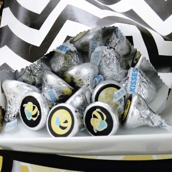 Big Dot of Happiness Honey Bee - Baby Shower or Birthday Party Round Candy Sticker Favors - Labels Fits Chocolate Candy (1 sheet of 108) {7}