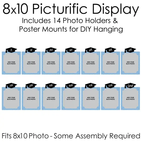 Big Dot of Happiness Light Blue Graduation 8 x 10 inches K-12 School Photo Holder - DIY Party Decor - Picturific Display {6}