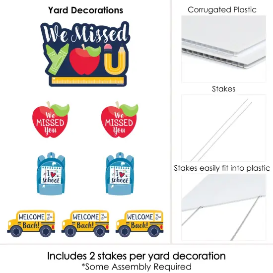 Big Dot of Happiness We Missed You - Yard Sign and Outdoor Lawn Decorations - Back to School Classroom Yard Signs - Set of 8 {6}