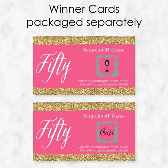 Big Dot of Happiness Chic 50th Birthday - Pink and Gold - Birthday Party Game Scratch Off Cards - 22 Count {4}