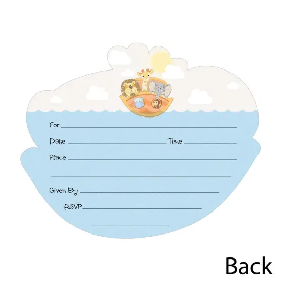 Big Dot of Happiness Noah's Ark - Shaped Fill-in Invitations - Baby Shower Invitation Cards with Envelopes - Set of 12 {4}