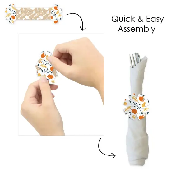 Big Dot of Happiness Happy Thanksgiving - Fall Harvest Party Paper Napkin Holder - Napkin Rings - Set of 24 {6}