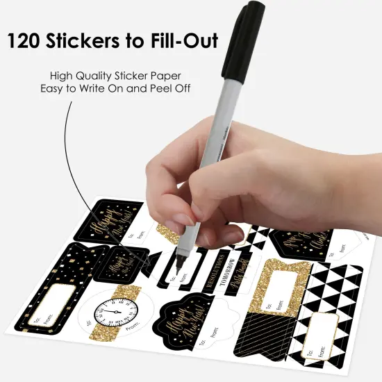 Big Dot of Happiness New Year&rsquo;s Eve - Gold - Assorted New Years Eve Party Gift Tag Labels - To and From Stickers - 12 Sheets - 120 Stickers {4}