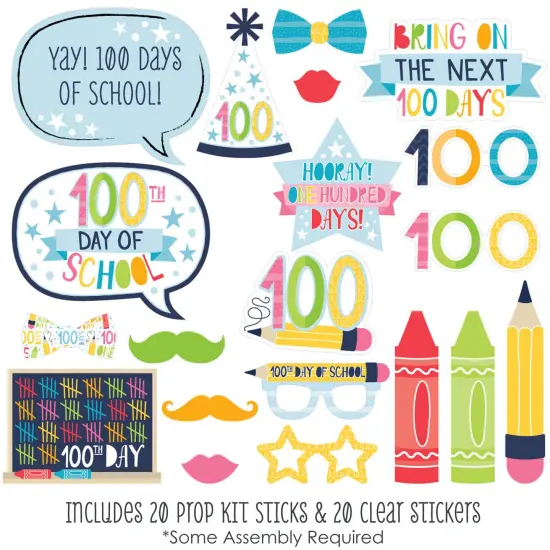 Big Dot of Happiness Happy 100th Day of School - 100 Days Party Photo Booth Props Kit - 20 Count {3}