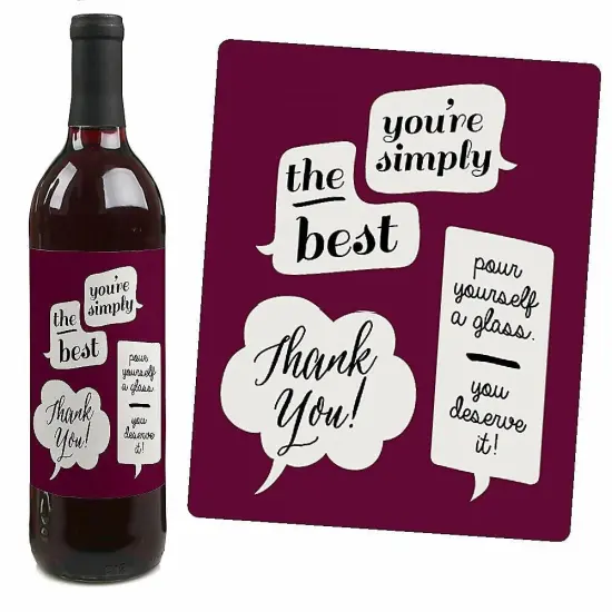Big Dot of Happiness Girly Thank You - Thank You Gift for Women - Wine Bottle Label Stickers - Set of 4 {7}