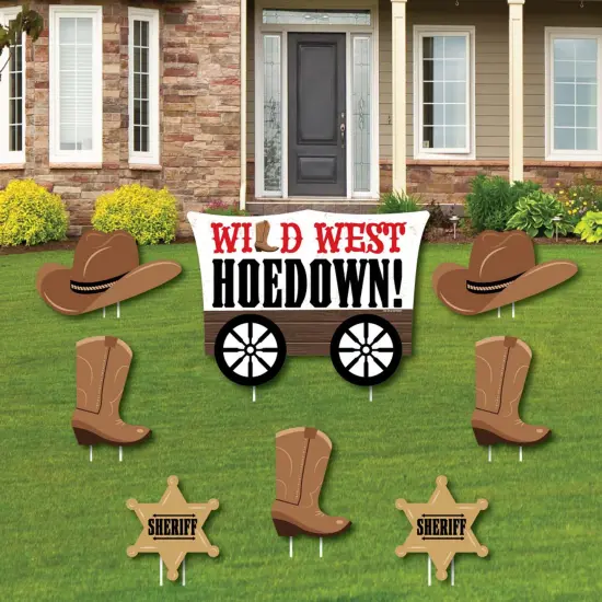 Big Dot of Happiness Western Hoedown - Yard Sign and Outdoor Lawn Decorations - Wild West Cowboy Party Yard Signs - Set of 8 {1}
