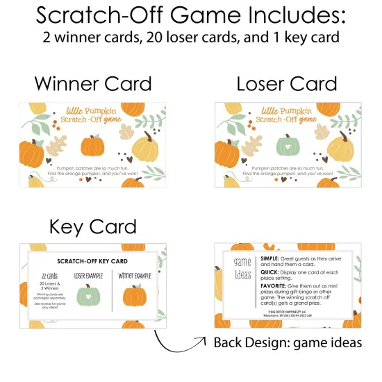 Big Dot of Happiness Little Pumpkin - Fall Birthday Party or Baby Shower Game Scratch Off Cards - 22 Count {6}
