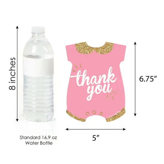 Big Dot of Happiness Hello Little One - Pink and Gold - Shaped Thank You Cards - Girl Baby Shower Thank You Note Cards with Envelopes - Set of 12 {7}