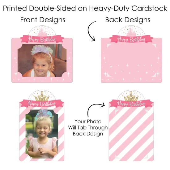 Big Dot of Happiness Little Princess Crown - Pink and Gold Princess Birthday Party Picture Centerpiece Sticks - Photo Table Toppers - 15 Pieces {7}