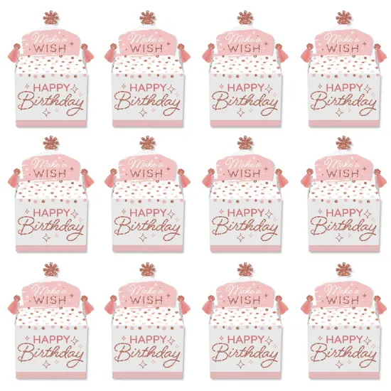 Big Dot of Happiness Pink Rose Gold Birthday - Treat Box Party Favors - Happy Birthday Party Goodie Gable Boxes - Set of 12 {6}