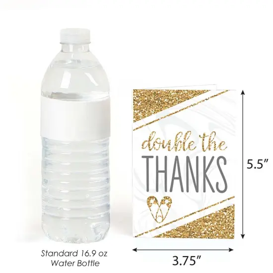 Big Dot of Happiness It's Twins - Gold Twins Baby Shower Thank You Cards (8 count) {4}