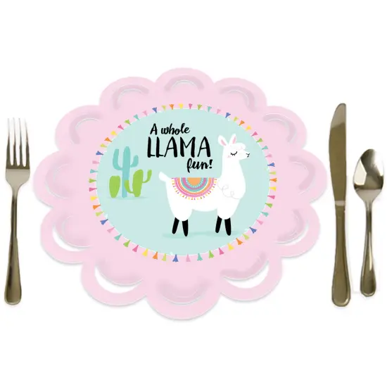 Big Dot of Happiness Whole Llama Fun - Llama Fiesta Baby Shower or Birthday Party Round Table Decorations - Paper Chargers - Place Setting For 12 {1}