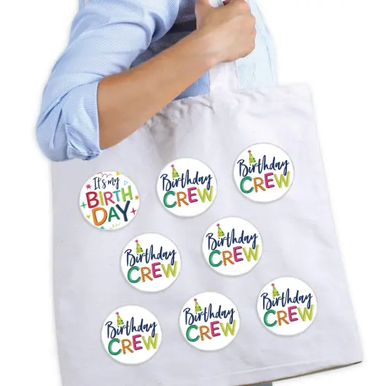 Big Dot of Happiness Cheerful Happy Birthday - 3 inch Colorful Birthday Party Badge - Pinback Buttons - Set of 8 {3}