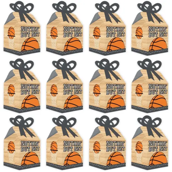 Big Dot of Happiness Nothin' but Net - Basketball - Square Favor Gift Boxes - Baby Shower or Birthday Party Bow Boxes - Set of 12 {6}