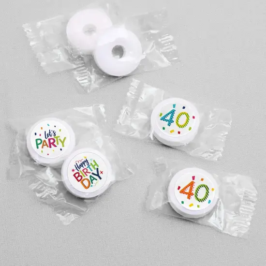 Big Dot of Happiness 40th Birthday - Cheerful Happy Birthday - Fortieth Round Candy Sticker Favors - Labels Fits Chocolate Candy (1 sheet of 108) {4}