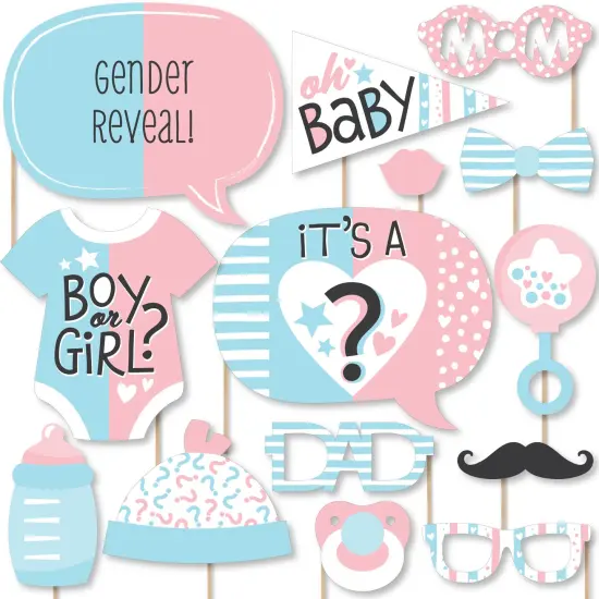 Big Dot of Happiness Baby Gender Reveal - Team Boy or Girl Party Photo Booth Props Kit - 20 Count {1}