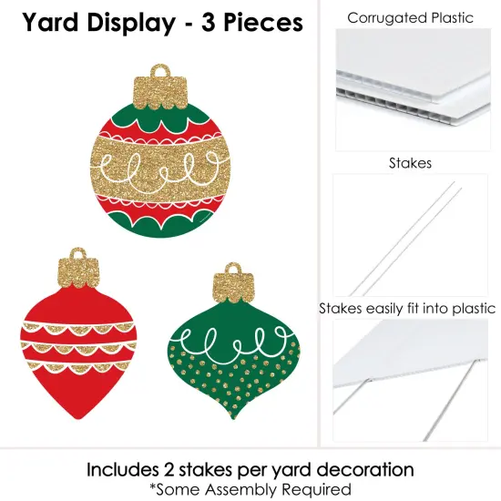Big Dot of Happiness Ornaments - Outdoor Lawn Sign Decorations with Stakes - Holiday and Christmas Party Yard Display - 3 Pieces {6}