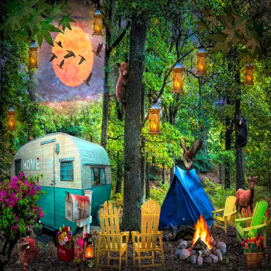 Sunsout Summertime Camping 500 pc Large Pieces Jigsaw Puzzle 30152 {1}