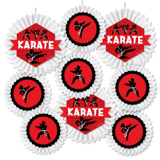 Big Dot of Happiness Karate Master - Hanging Martial Arts Birthday Party Tissue Decoration Kit - Paper Fans - Set of 9 {3}