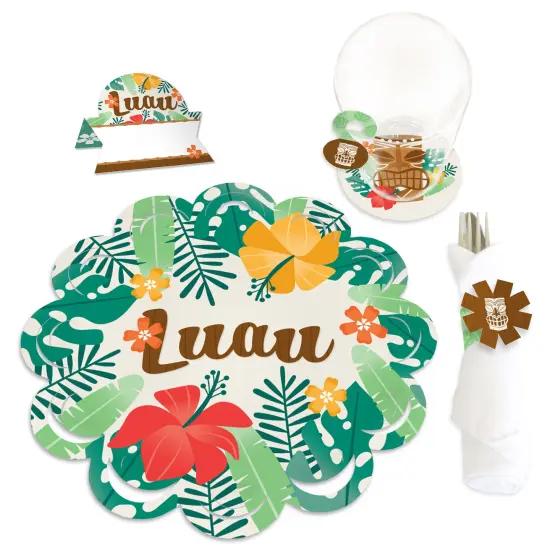 Big Dot of Happiness Tropical Luau - Hawaiian Beach Party Paper Charger and Table Decorations - Chargerific Kit - Place Setting for 8 {1}