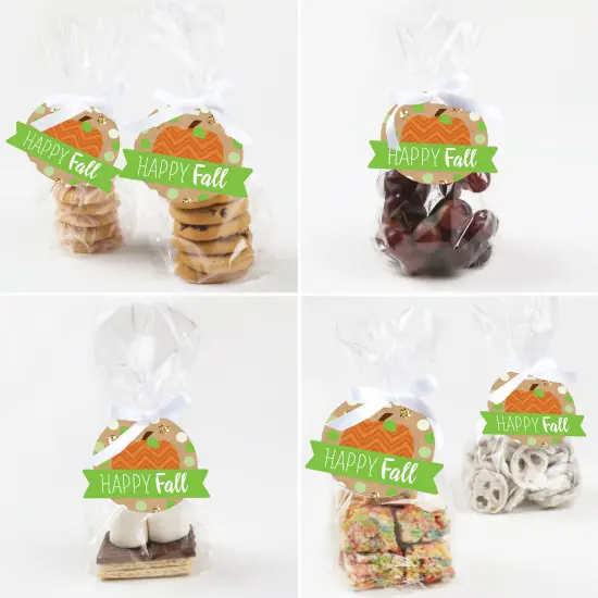 Big Dot of Happiness Pumpkin Patch - Fall, Halloween or Thanksgiving Party Clear Goodie Favor Bags - Treat Bags With Tags - Set of 12 {6}