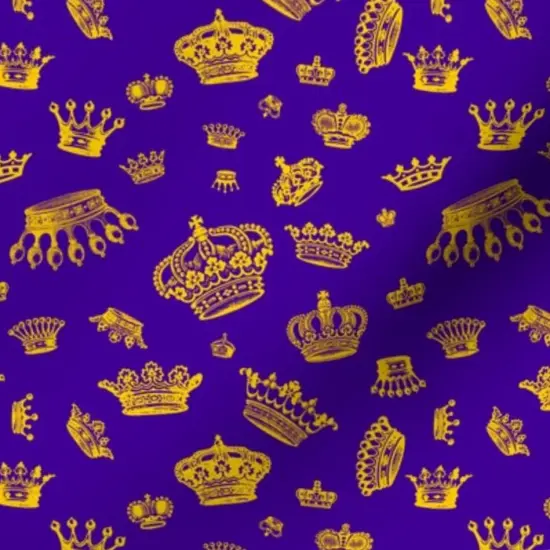 Various Fabrics by the Yard or Fat Quarter Royal Crowns Golden Yellow Purple Gold Mardi Gras Royalty King Princess Custom Printed Fabric by Spoonflower {7}