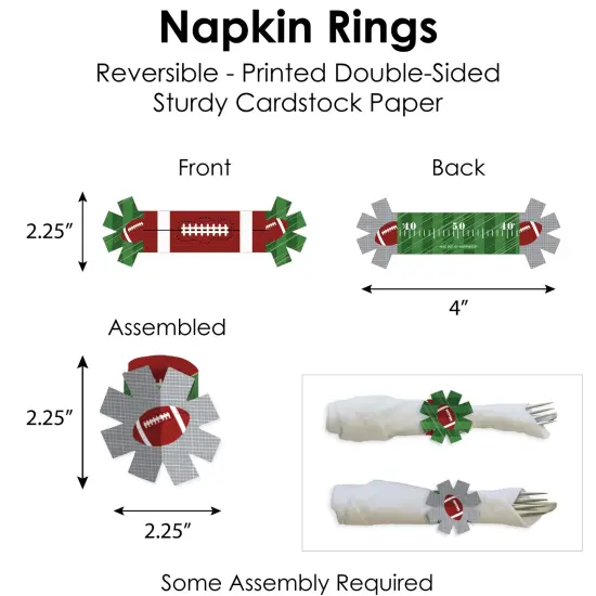 Big Dot of Happiness End Zone - Football - Baby Shower or Birthday Party Paper Charger and Table Decorations - Chargerific Kit - Place Setting for 8 {7}