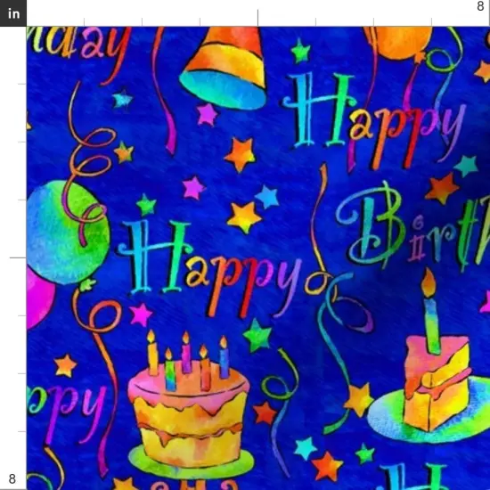 Various Fabrics by the Yard or Fat Quarter Kids, Birthday Party, Happy Birthday, Rainbow, Cake, Balloons, Children, Streamers, Multi Colored Custom Printed Fabric by Spoonflower {4}