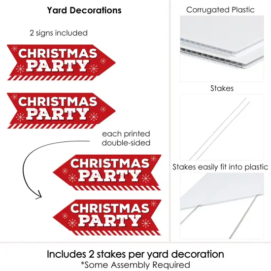Big Dot of Happiness Christmas Party - Holiday Party Sign Arrow - Double Sided Directional Yard Signs - Set of 2 {6}