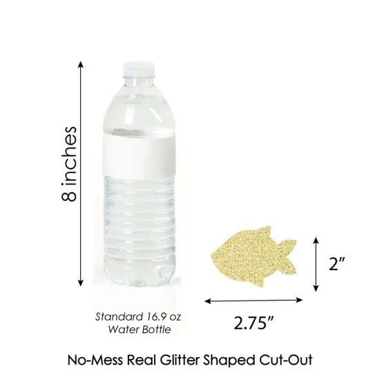 Big Dot of Happiness Gold Glitter Fish - No-Mess Real Gold Glitter Cut-Outs - Let's Go Fishing Birthday Party or Baby Shower Confetti - Set of 24 {4}