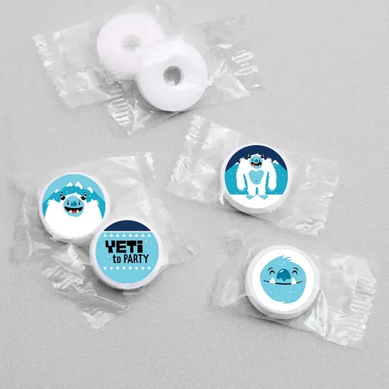 Big Dot of Happiness Yeti to Party - Abominable Snowman Birthday Party Round Candy Sticker Favors - Labels Fits Chocolate Candy (1 sheet of 108) {4}