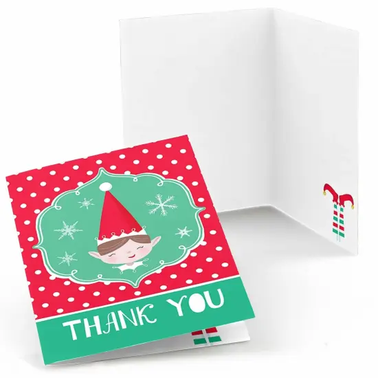 Big Dot of Happiness Elf Squad - Kids Elf Christmas and Birthday Party Thank You Cards (8 Count) {1}