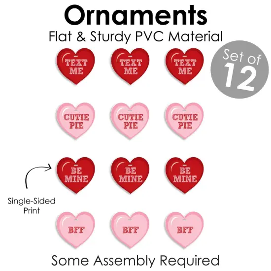 Big Dot of Happiness Conversation Hearts - Valentine's Day Decorations - Tree Ornaments - Set of 12 {6}